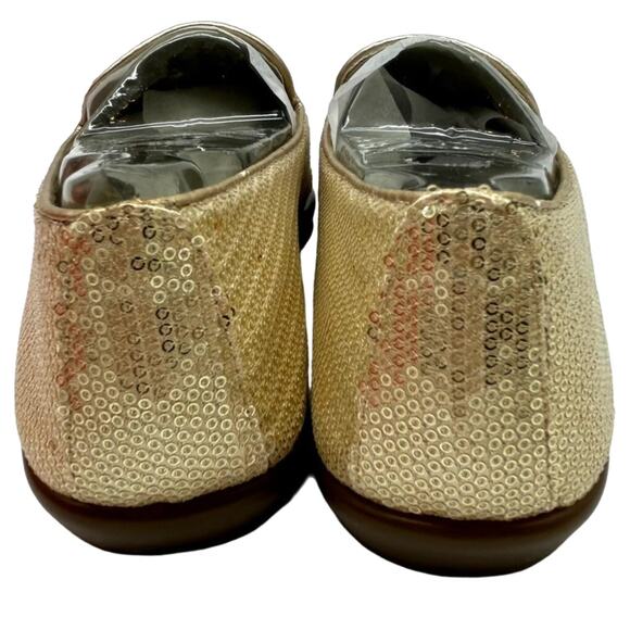 NIB Aerosoles Gold Sequin Smoking Loafers 5.5 Dressy Evening Party Costume New - Picture 7 of 16